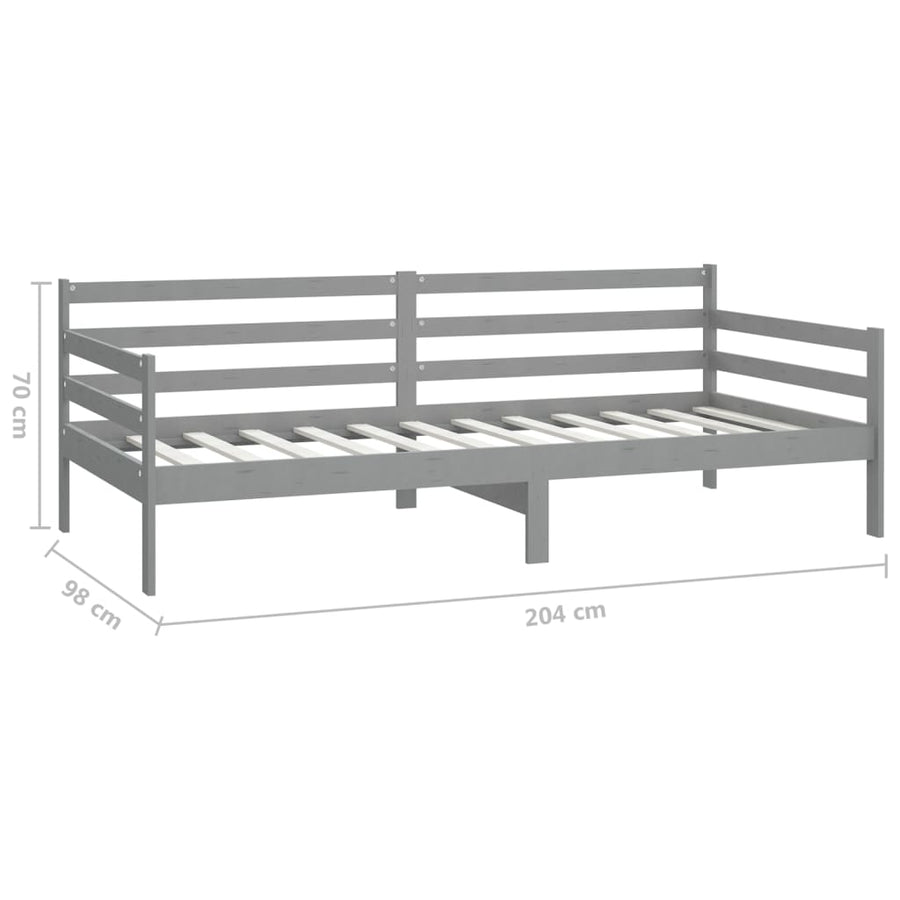 Slaapbank Met Matras Massief Grenenhout 90X200 Cm Grijs