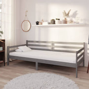 Sofa bed with mattress solid pine wood grey 90x200 cm