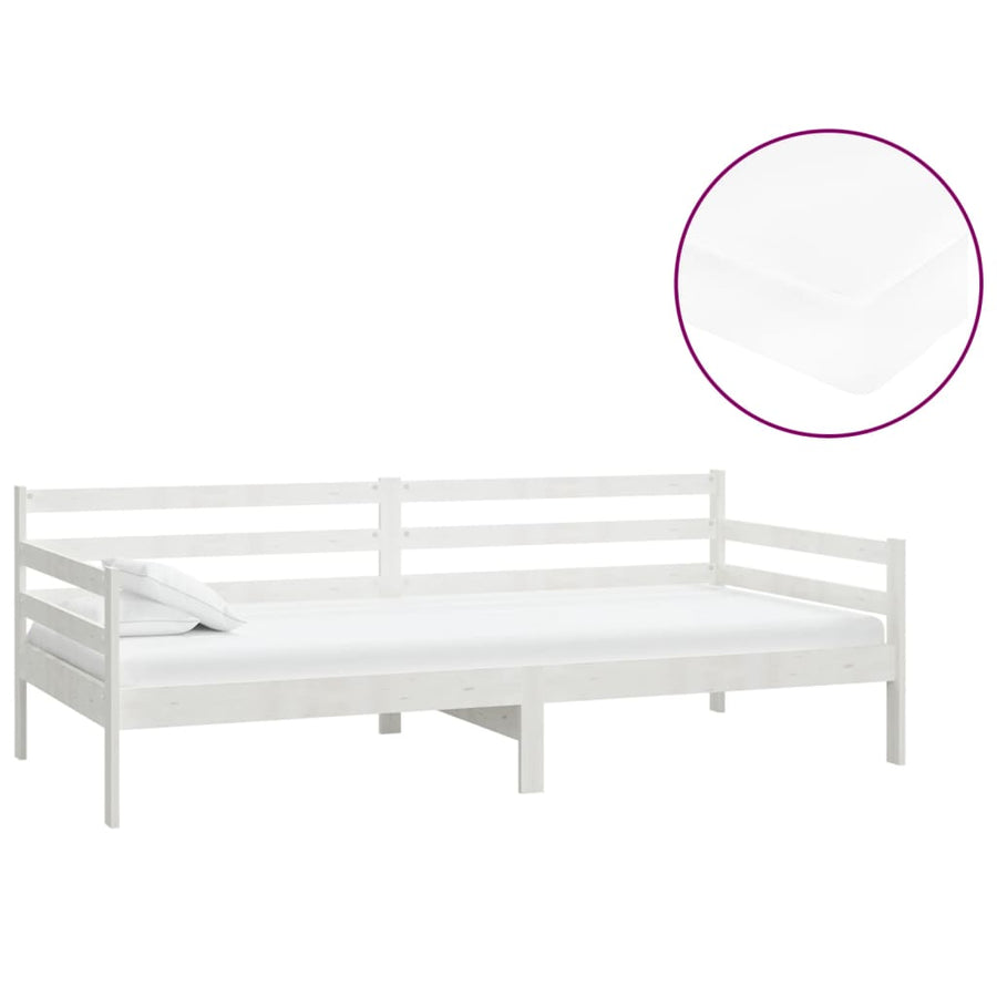 Slaapbank Met Matras Massief Grenenhout 90X200 Cm Wit