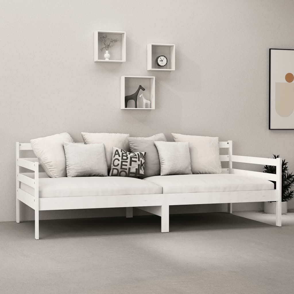 Slaapbank Met Matras Massief Grenenhout 90X200 Cm Wit