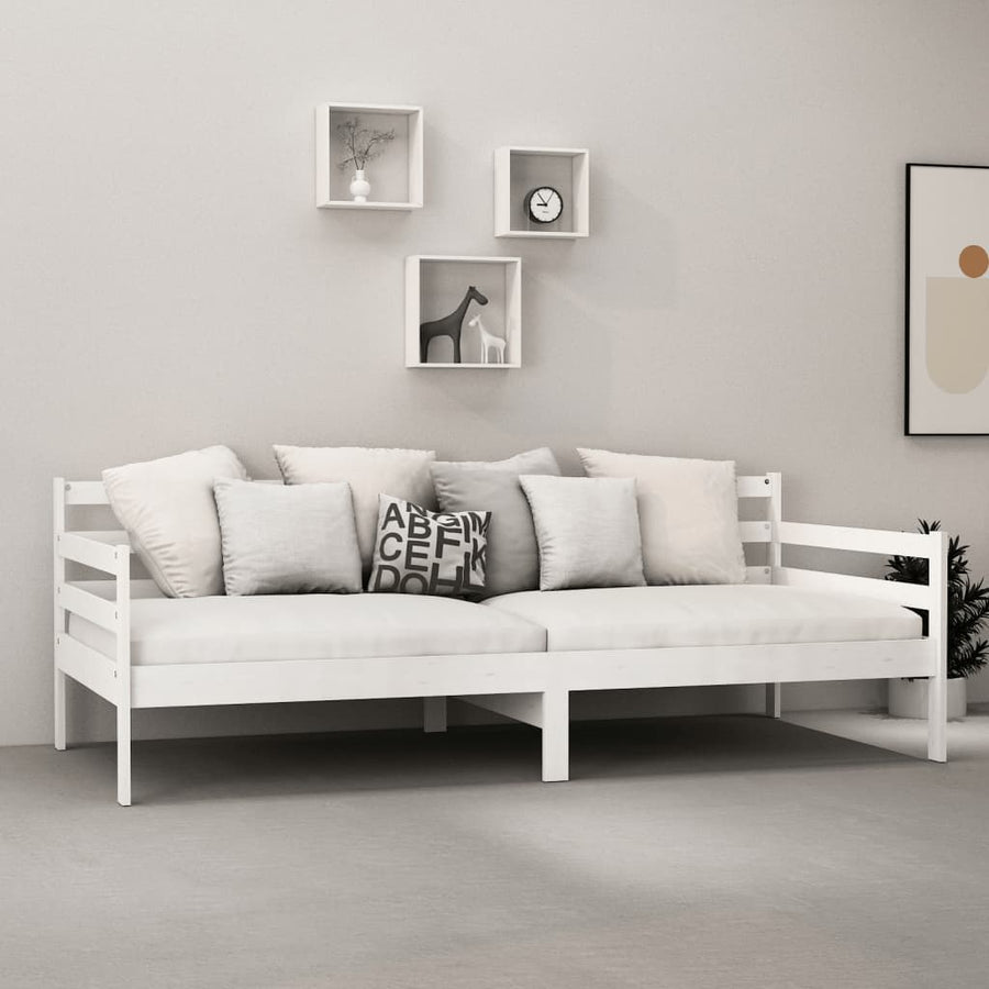Slaapbank Met Matras Massief Grenenhout 90X200 Cm Wit