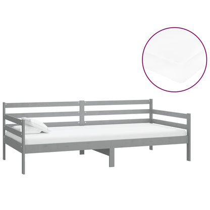 Slaapbank Met Matras Massief Grenenhout 90X200 Cm Grijs