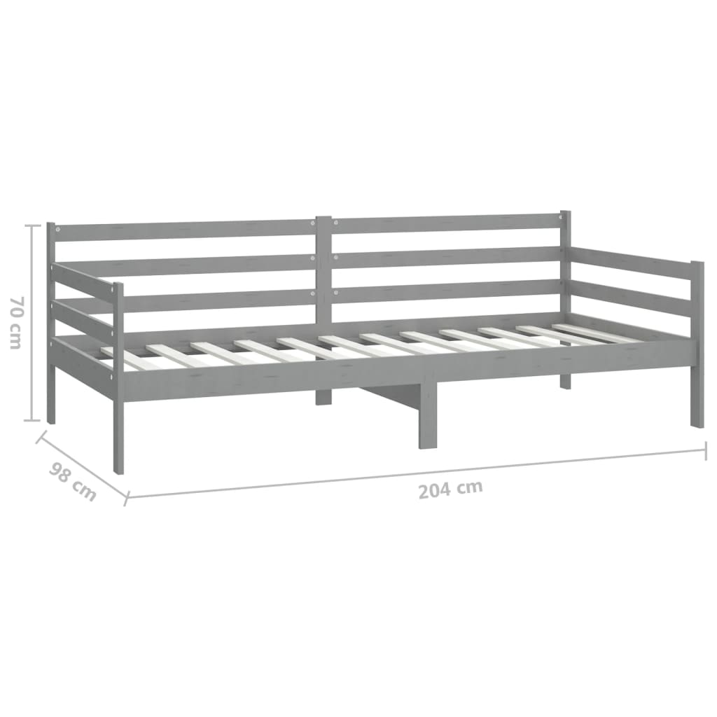 Slaapbank Met Matras Massief Grenenhout 90X200 Cm Grijs