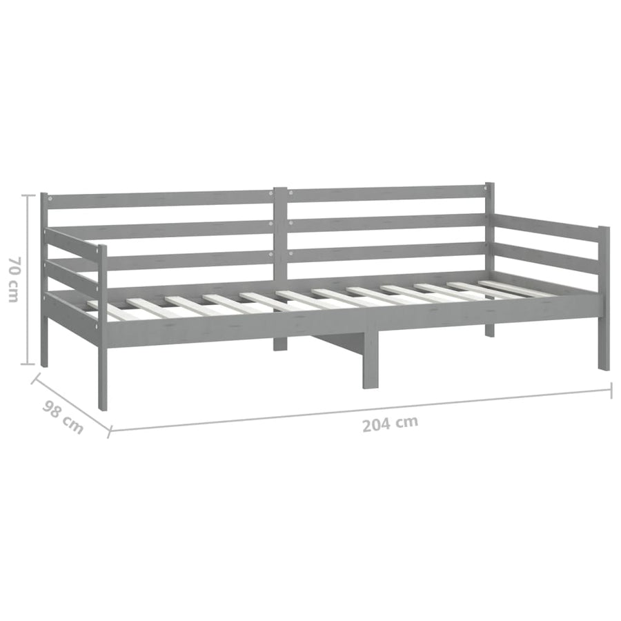 Slaapbank Met Matras Massief Grenenhout 90X200 Cm Grijs