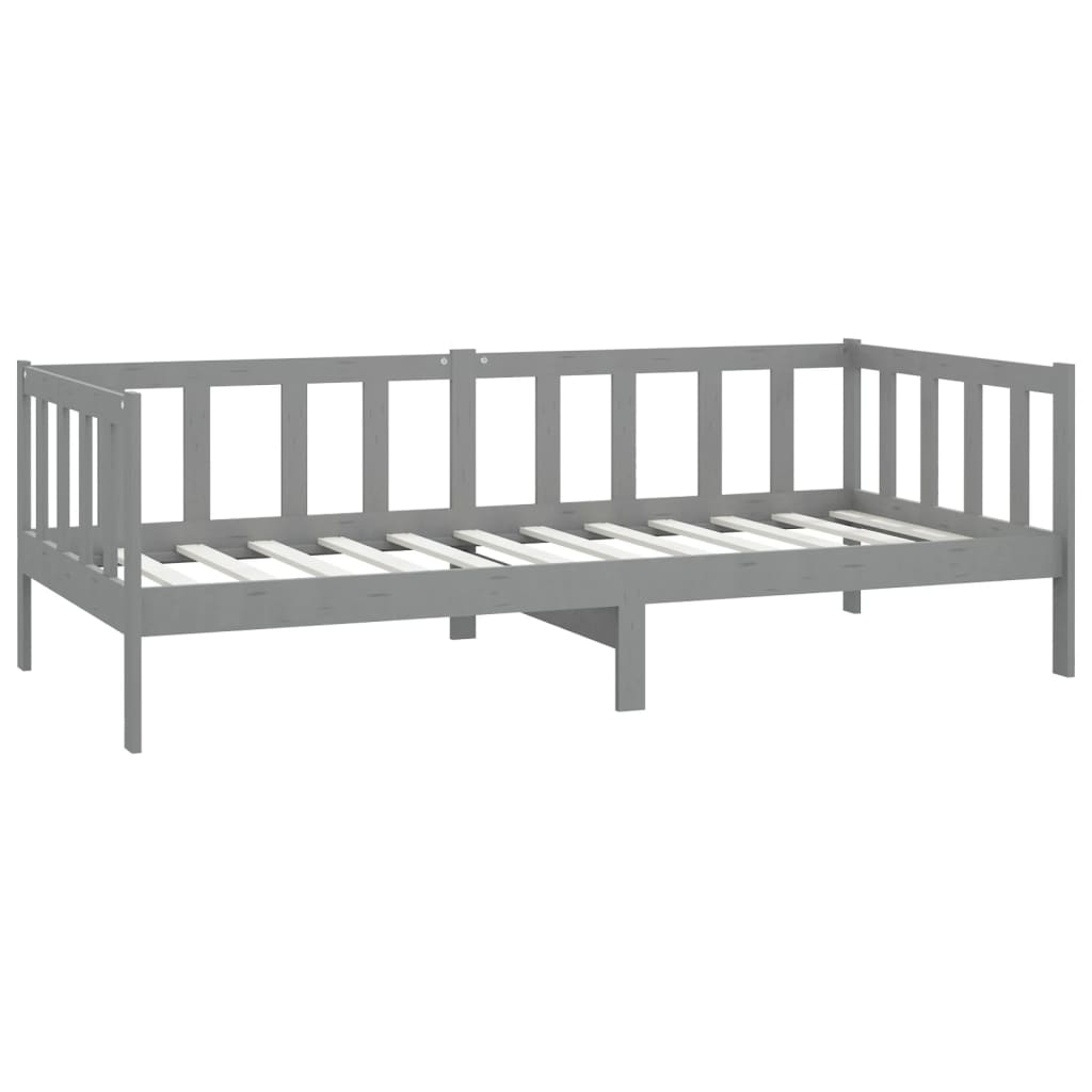 Slaapbank Met Matras Massief Grenenhout 90X200 Cm Grijs