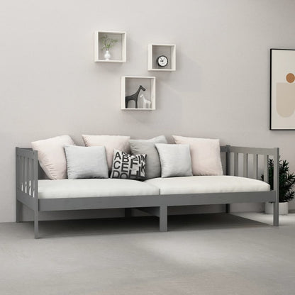 Slaapbank Met Matras Massief Grenenhout 90X200 Cm Grijs