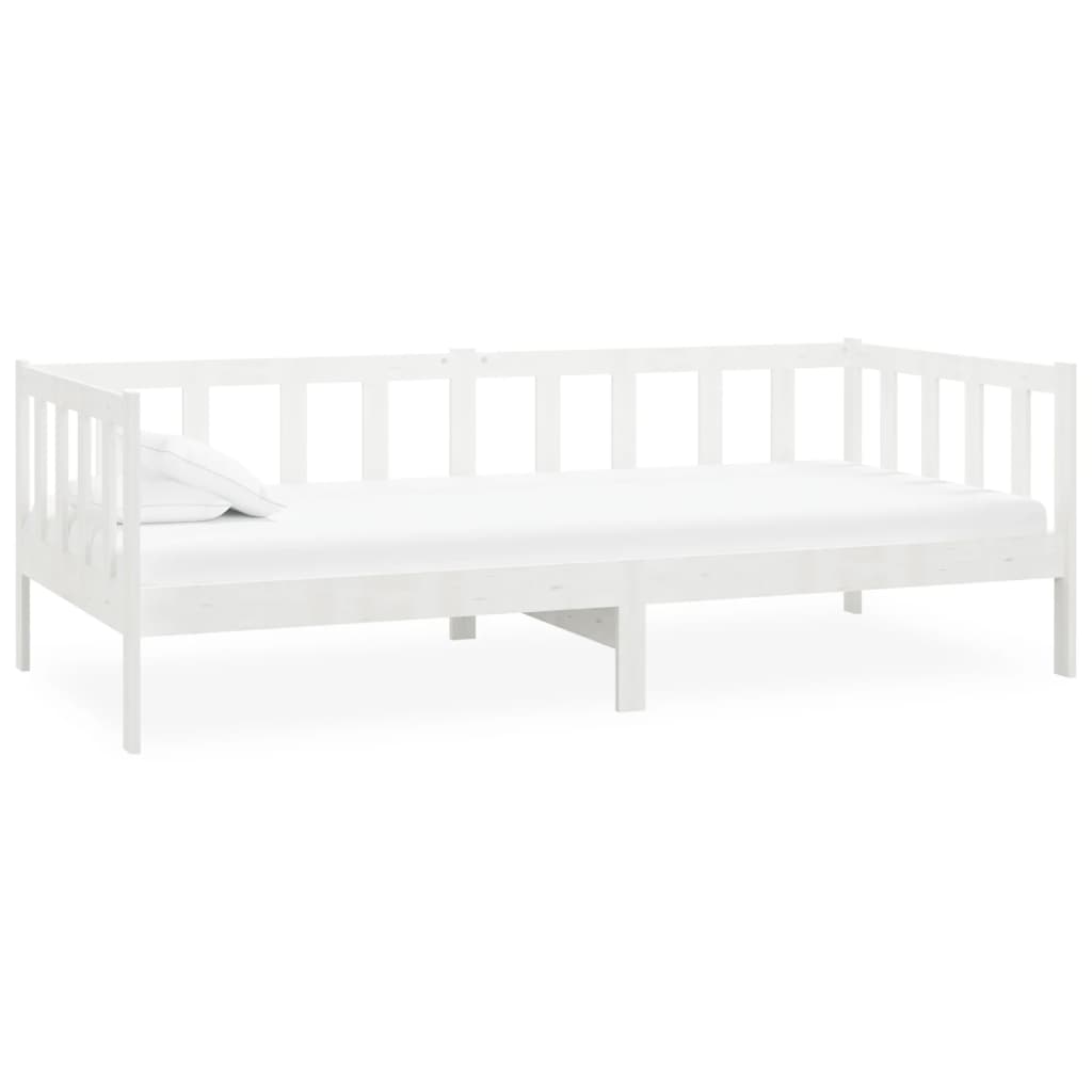 Slaapbank Met Matras Massief Grenenhout 90X200 Cm Wit