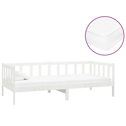 Slaapbank Met Matras Massief Grenenhout 90X200 Cm Wit