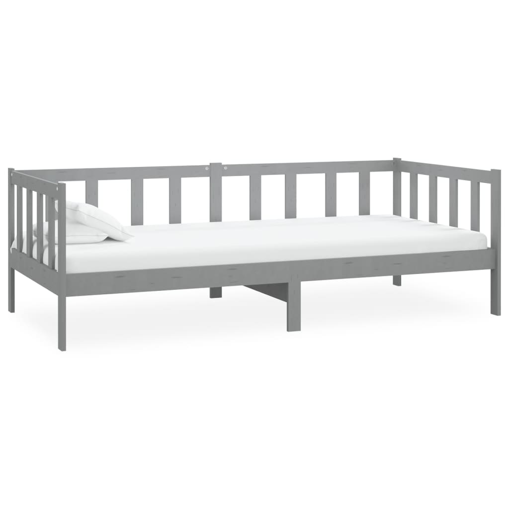 Slaapbank Met Matras Massief Grenenhout 90X200 Cm Grijs