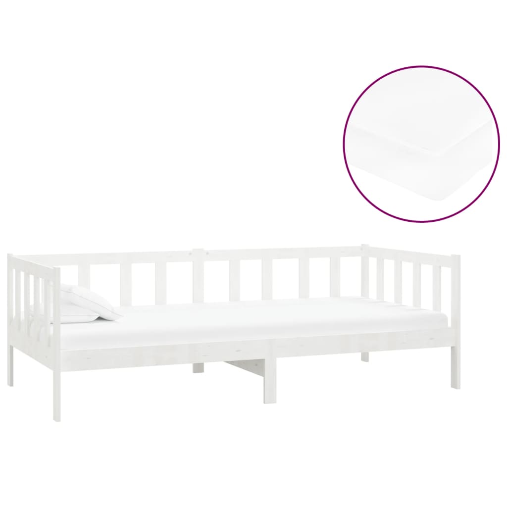 Slaapbank Met Matras Massief Grenenhout 90X200 Cm Wit