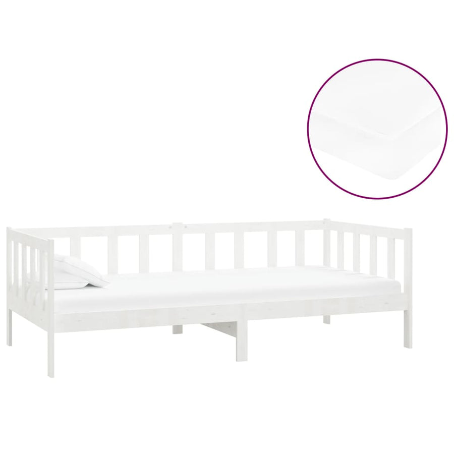 Slaapbank Met Matras Massief Grenenhout 90X200 Cm Wit