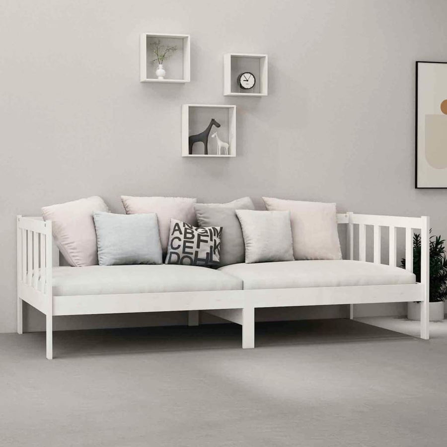 Slaapbank Met Matras Massief Grenenhout 90X200 Cm Wit