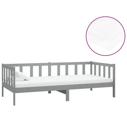 Slaapbank Met Matras Massief Grenenhout 90X200 Cm Grijs