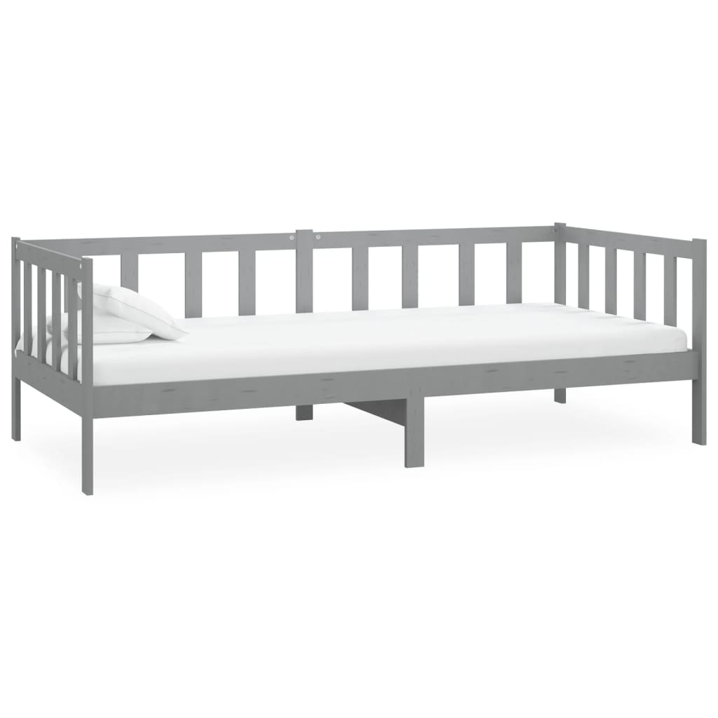 Slaapbank Met Matras Massief Grenenhout 90X200 Cm Grijs