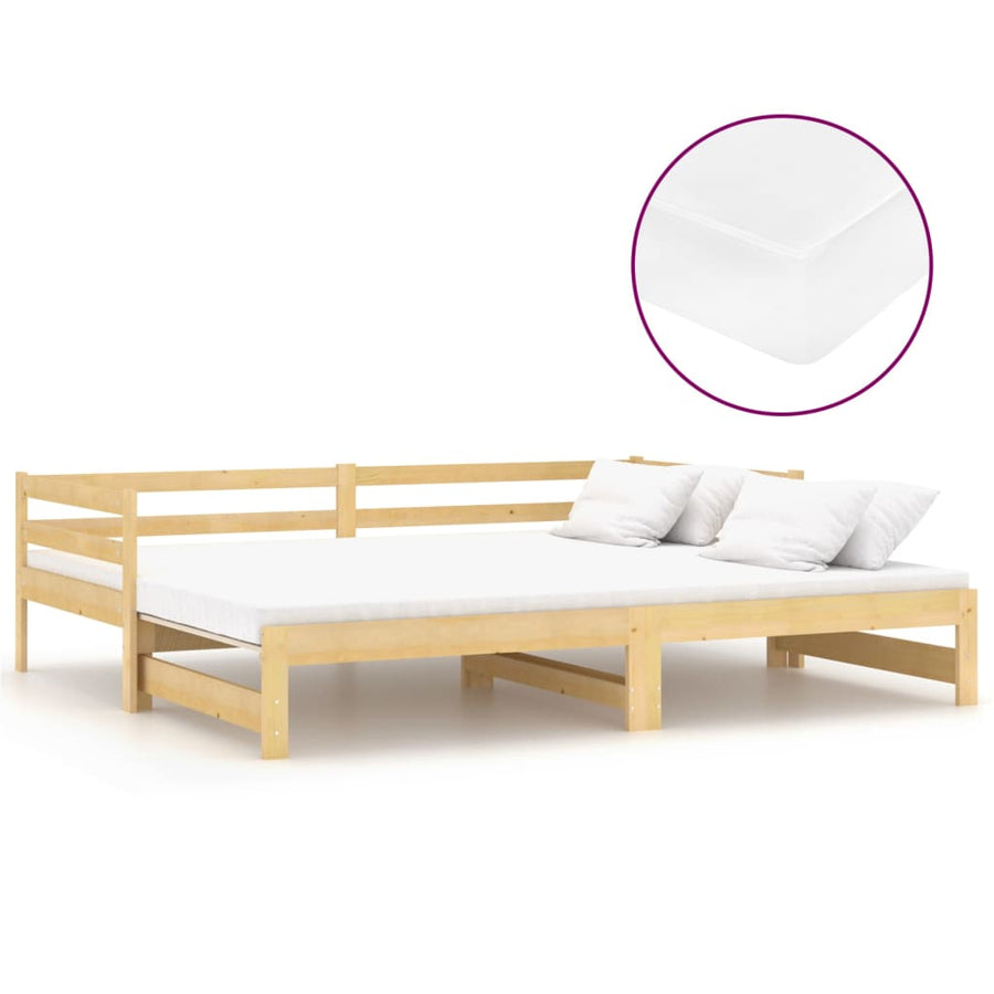 Slaapbank Uitschuifbaar Massief Grenenhout 2X(90X200) Cm Naturel