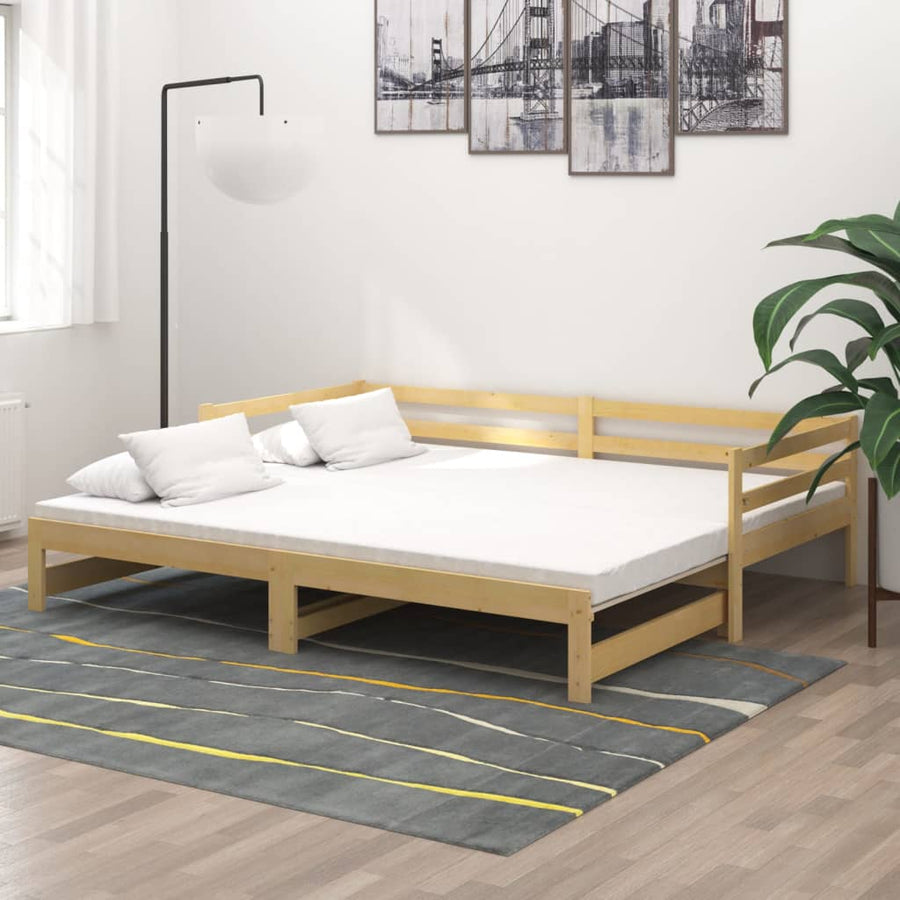 Slaapbank Uitschuifbaar Massief Grenenhout 2X(90X200) Cm Naturel