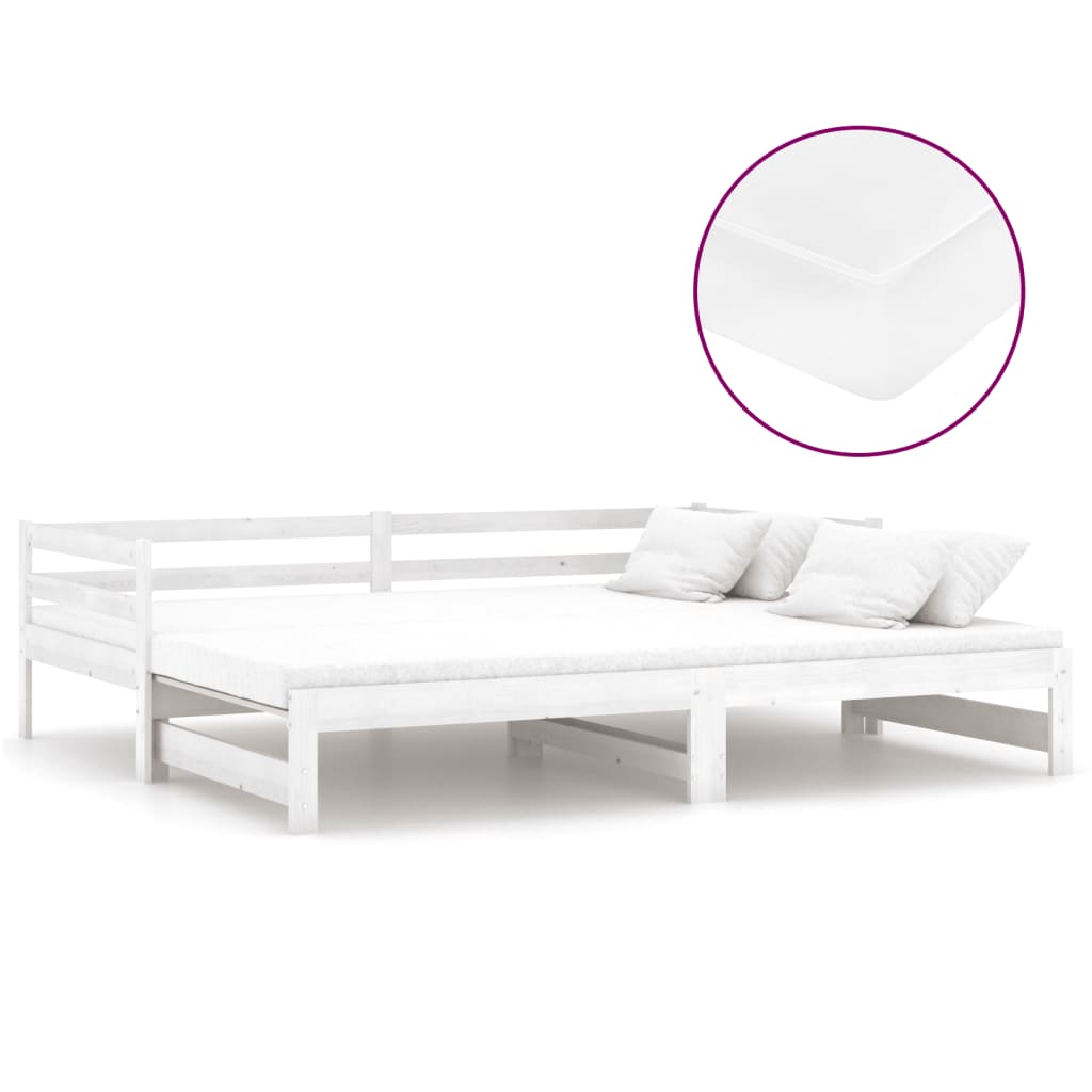 Slaapbank Uitschuifbaar Massief Grenenhout 2X(90X200) Cm Wit