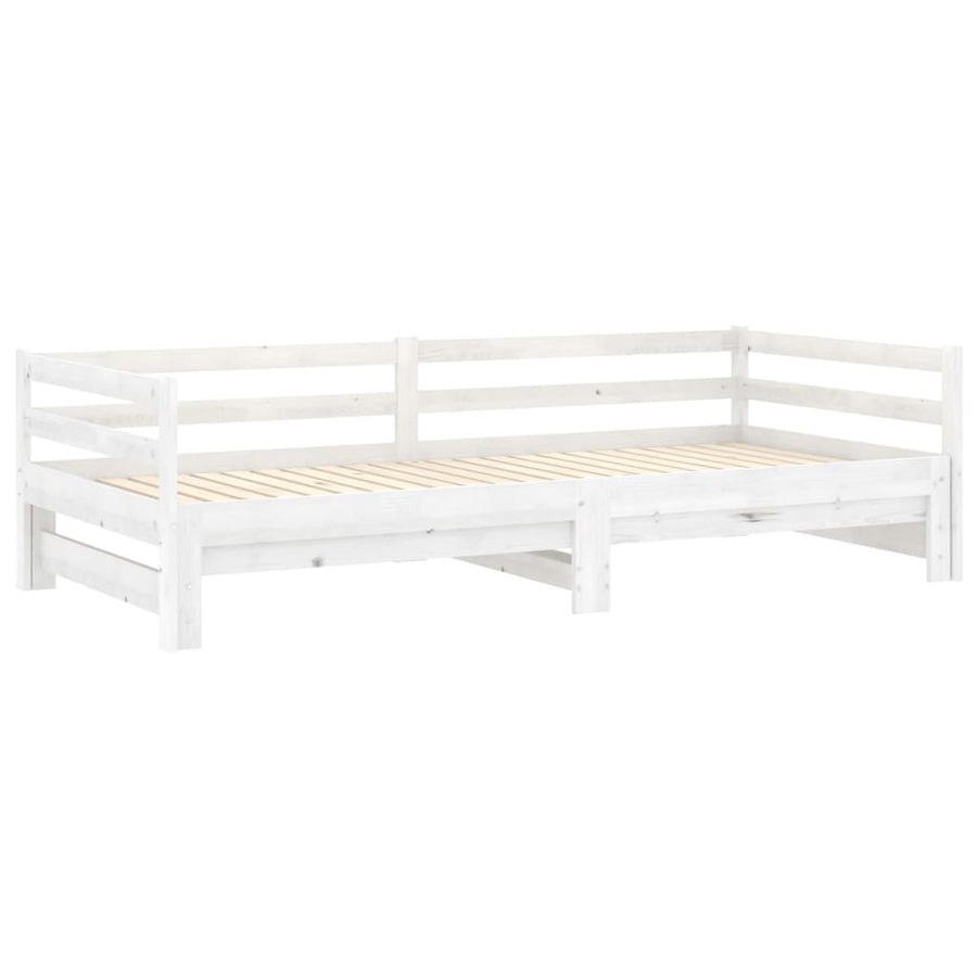 Slaapbank Uitschuifbaar Massief Grenenhout 2X(90X200) Cm Wit