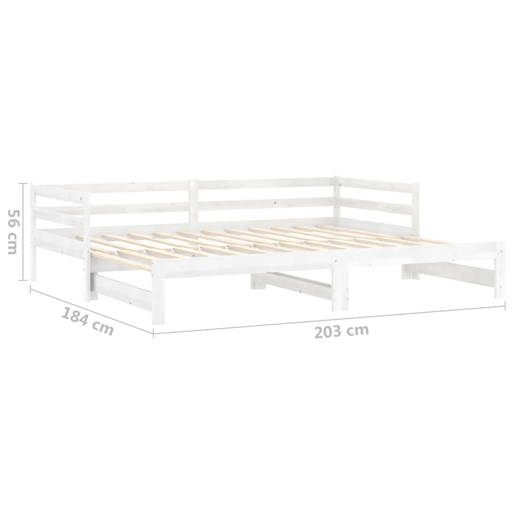 Slaapbank Uitschuifbaar Massief Grenenhout 2X(90X200) Cm Wit