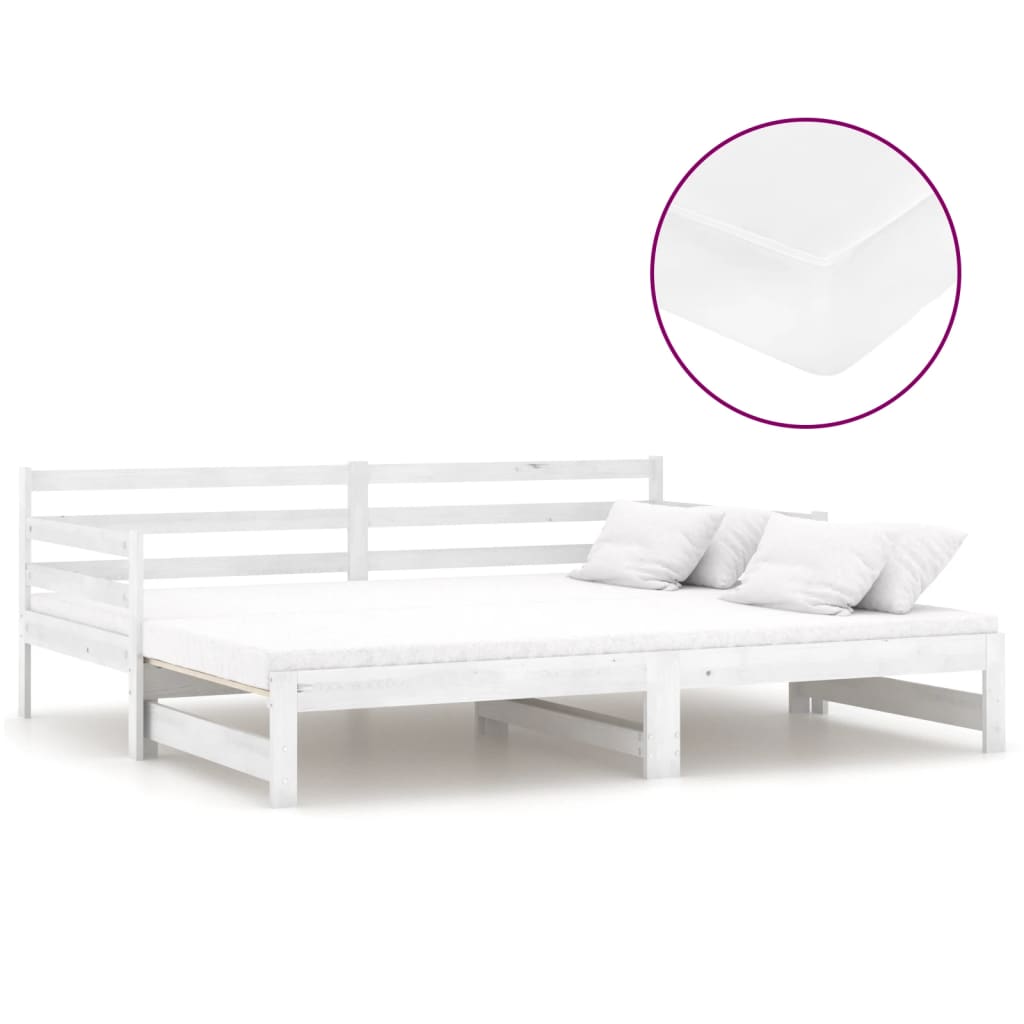 Slaapbank uitschuifbaar massief grenenhout wit 2x(90x200) cm