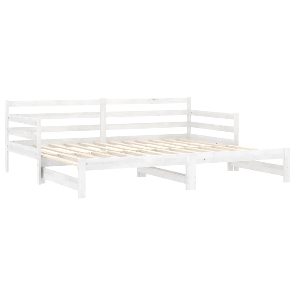 Slaapbank uitschuifbaar massief grenenhout wit 2x(90x200) cm