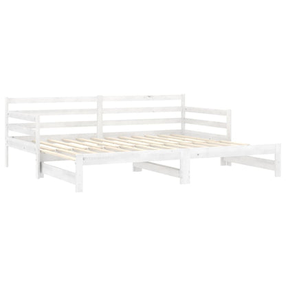 Slaapbank uitschuifbaar massief grenenhout wit 2x(90x200) cm