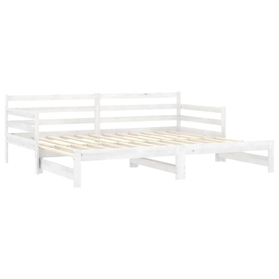 Slaapbank uitschuifbaar massief grenenhout wit 2x(90x200) cm
