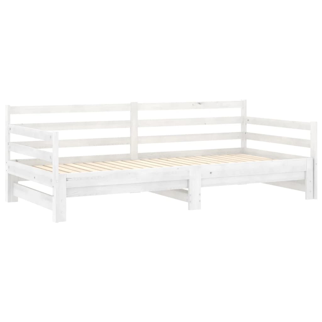 Slaapbank uitschuifbaar massief grenenhout wit 2x(90x200) cm