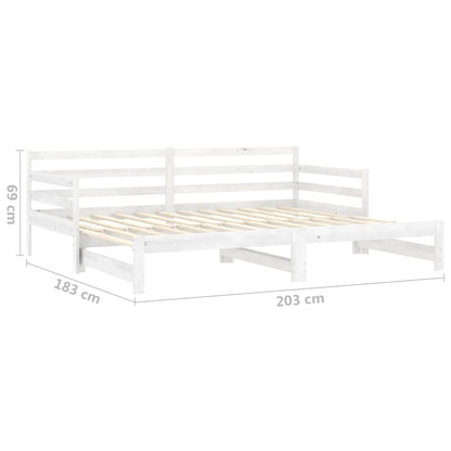 Slaapbank uitschuifbaar massief grenenhout wit 2x(90x200) cm