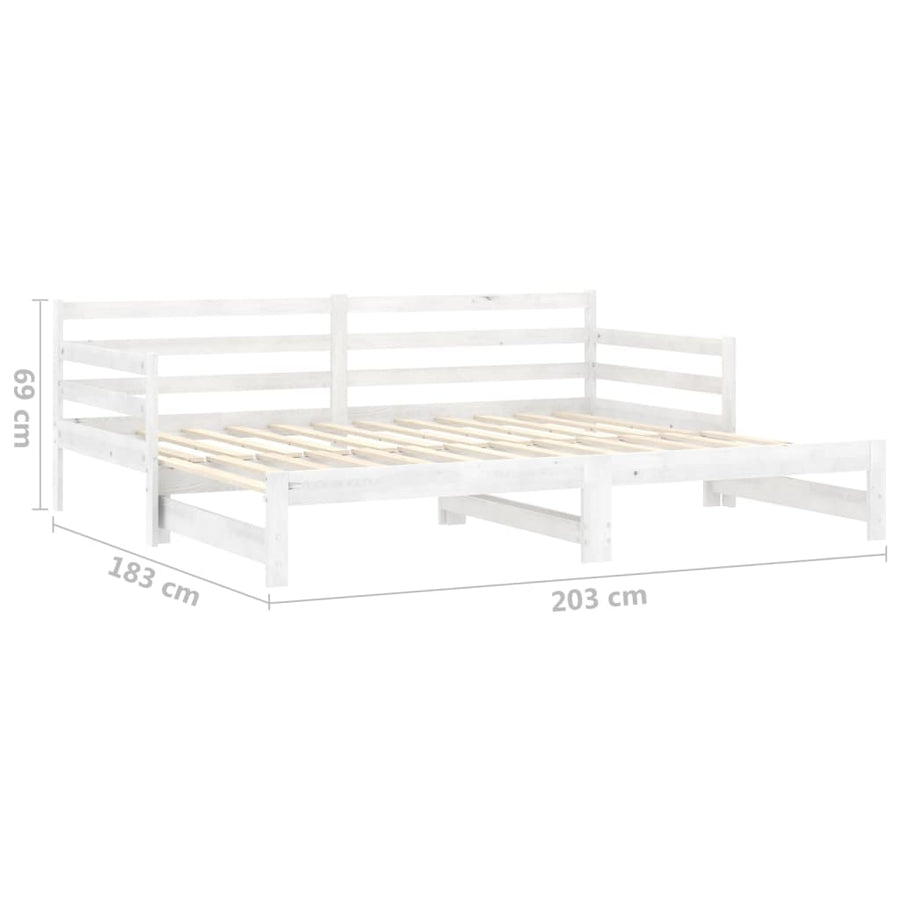 Slaapbank uitschuifbaar massief grenenhout wit 2x(90x200) cm