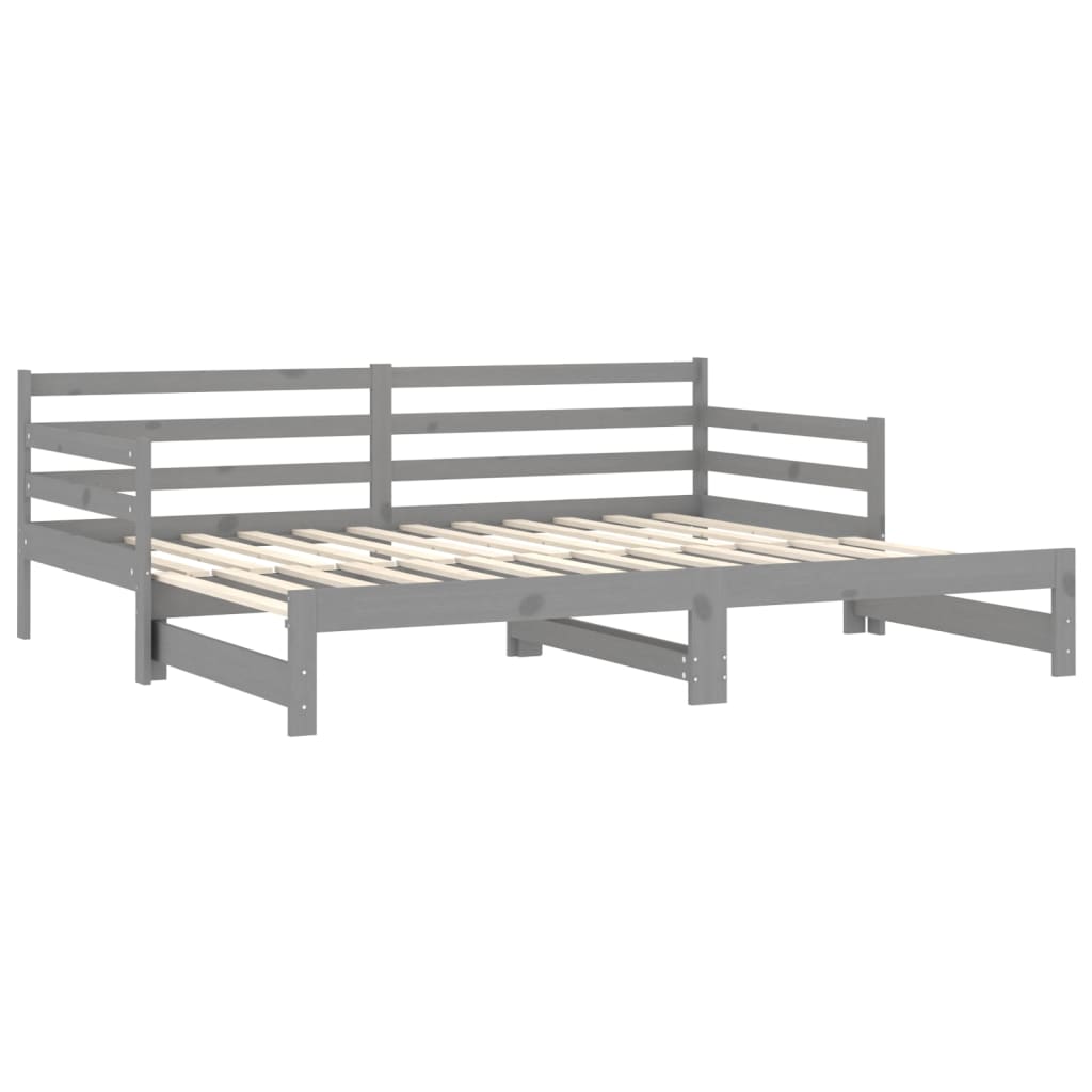 Slaapbank Uitschuifbaar Massief Grenenhout 2X(90X200) Cm Grijs
