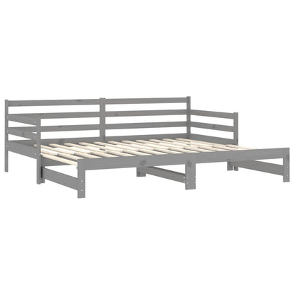 Slaapbank Uitschuifbaar Massief Grenenhout 2X(90X200) Cm Grijs