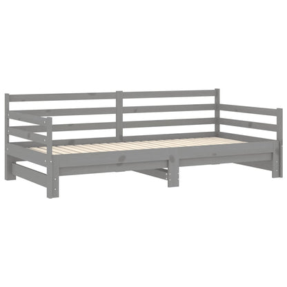 Slaapbank Uitschuifbaar Massief Grenenhout 2X(90X200) Cm Grijs