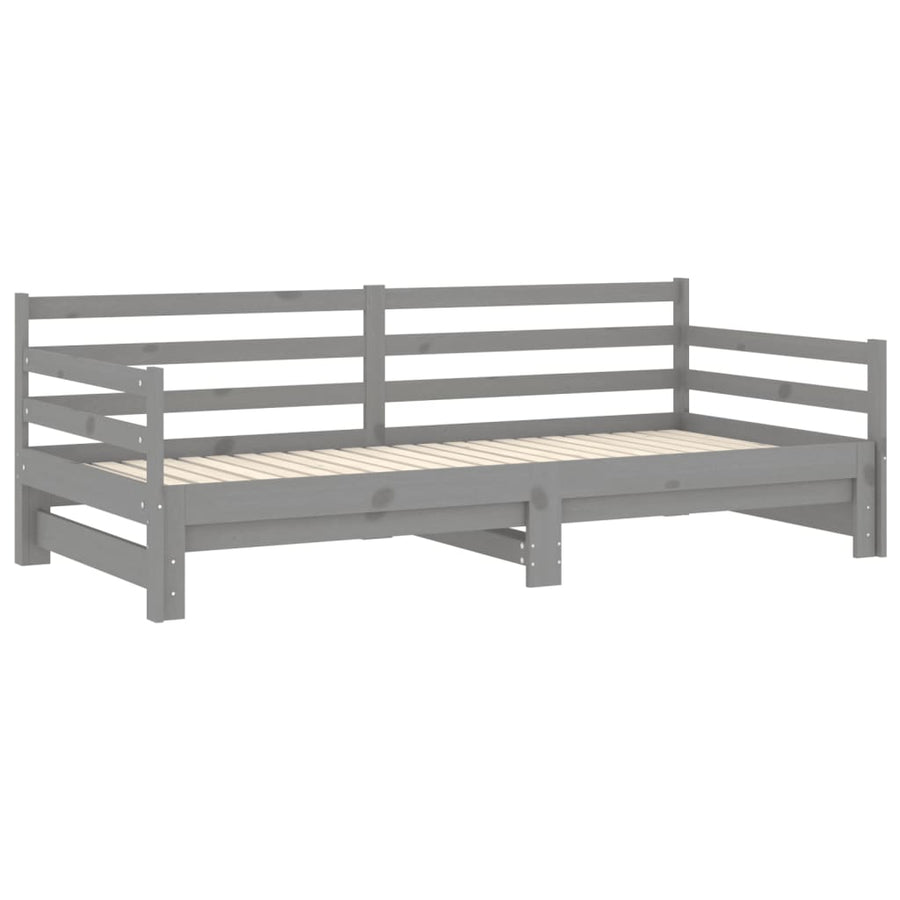 Slaapbank Uitschuifbaar Massief Grenenhout 2X(90X200) Cm Grijs