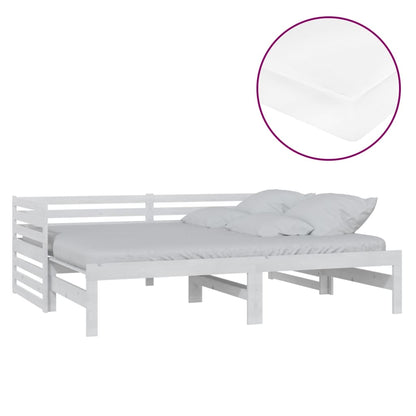 Slaapbank Uitschuifbaar Massief Grenenhout 2X(90X200) Cm Wit