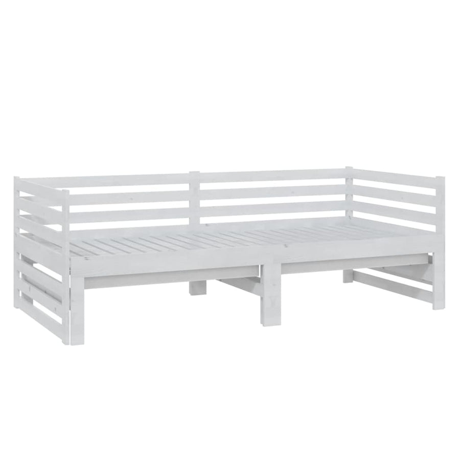 Slaapbank Uitschuifbaar Massief Grenenhout 2X(90X200) Cm Wit