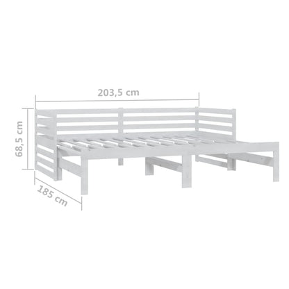 Slaapbank Uitschuifbaar Massief Grenenhout 2X(90X200) Cm Wit