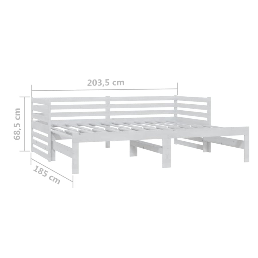 Slaapbank Uitschuifbaar Massief Grenenhout 2X(90X200) Cm Wit