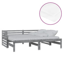 Slaapbank Uitschuifbaar Massief Grenenhout 2X(90X200) Cm Grijs