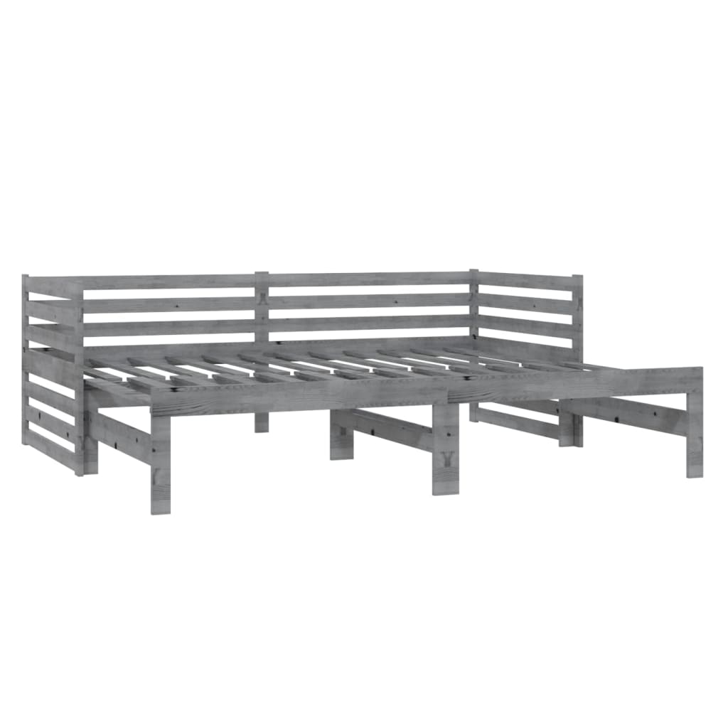 Slaapbank Uitschuifbaar Massief Grenenhout 2X(90X200) Cm Grijs