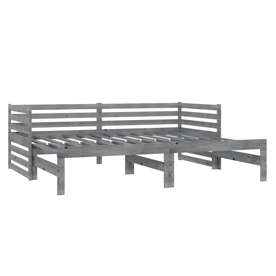 Slaapbank Uitschuifbaar Massief Grenenhout 2X(90X200) Cm Grijs