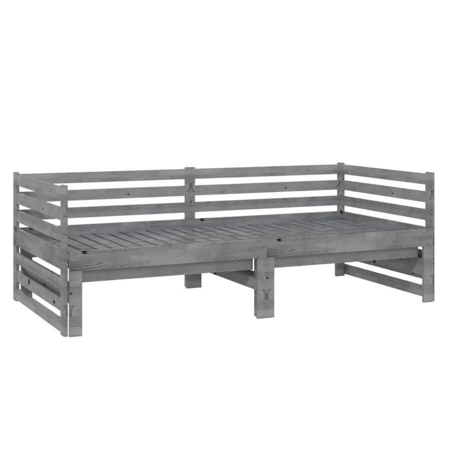 Slaapbank Uitschuifbaar Massief Grenenhout 2X(90X200) Cm Grijs
