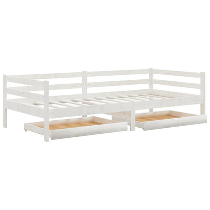 Slaapbank Met Lades Massief Grenenhout 90X200 Cm Wit