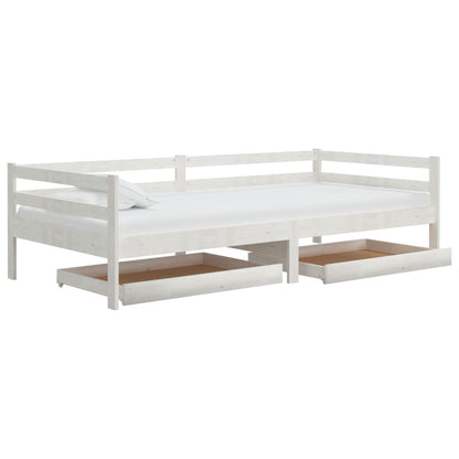 Slaapbank Met Lades Massief Grenenhout 90X200 Cm Wit