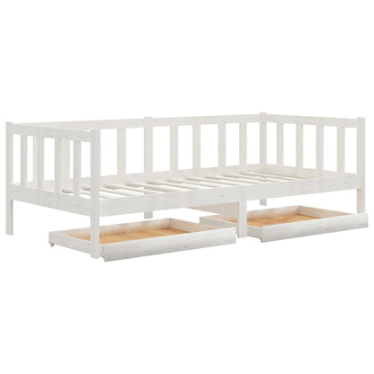 Slaapbank Met Lades Massief Grenenhout 90X200 Cm Wit