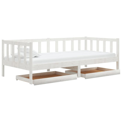 Slaapbank Met Lades Massief Grenenhout 90X200 Cm Wit