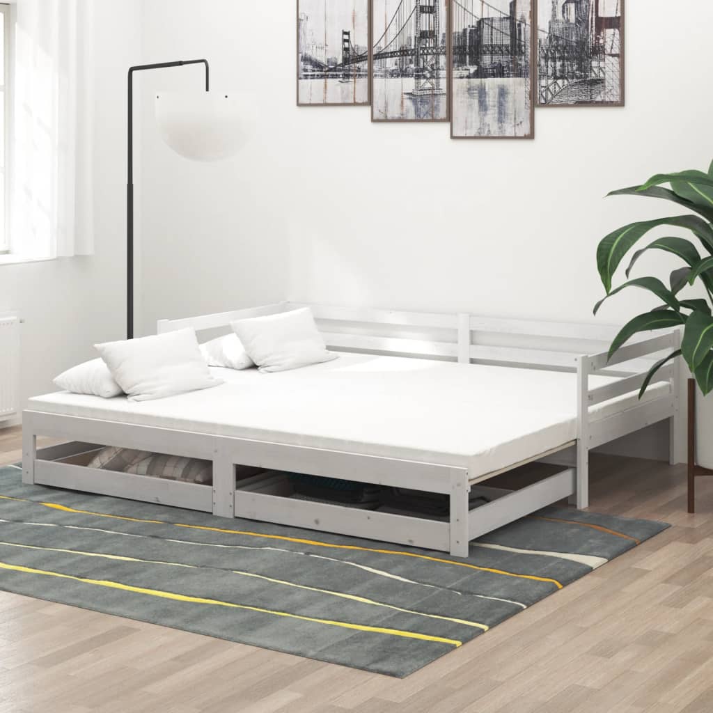 Slaapbank Uitschuifbaar Massief Grenenhout 2X(90X200) Cm