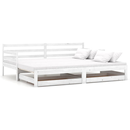 Slaapbank uitschuifbaar massief grenenhout wit 2x(90x200) cm