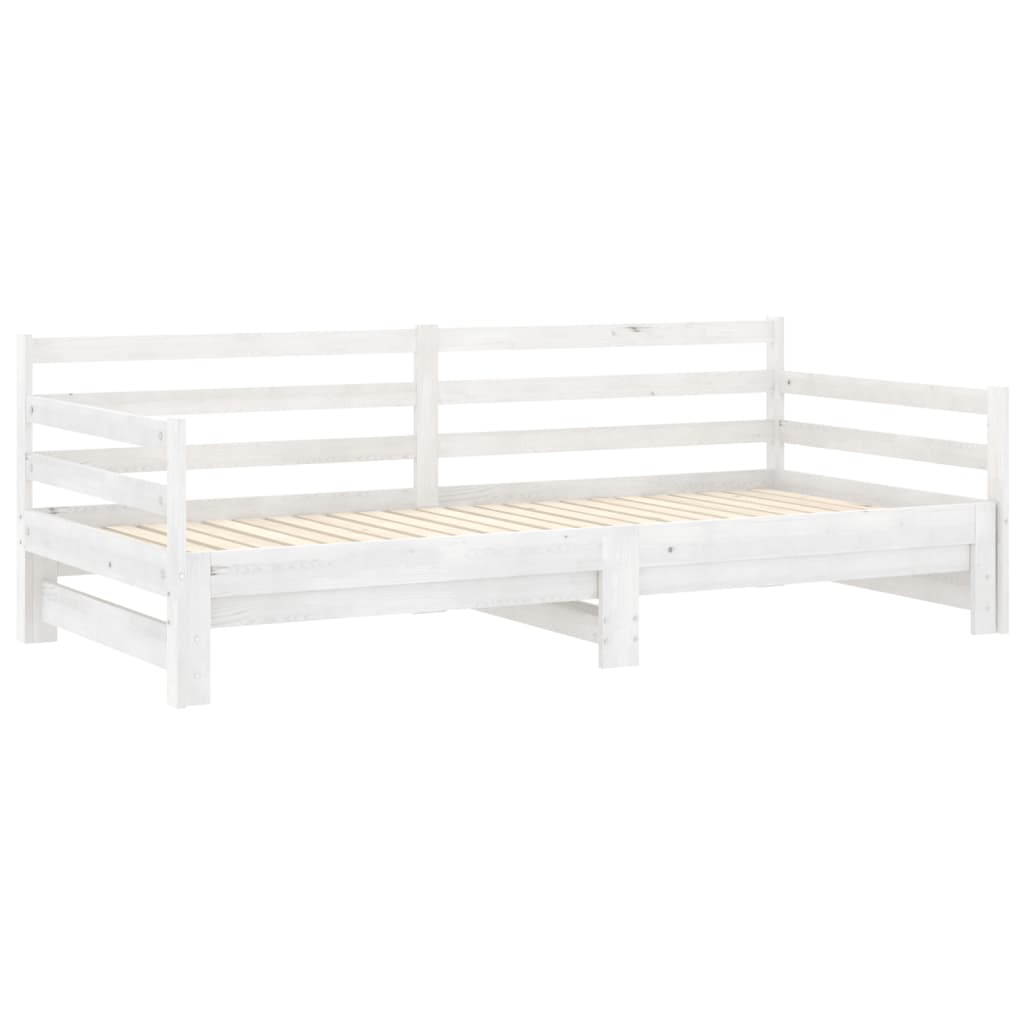 Slaapbank uitschuifbaar massief grenenhout wit 2x(90x200) cm