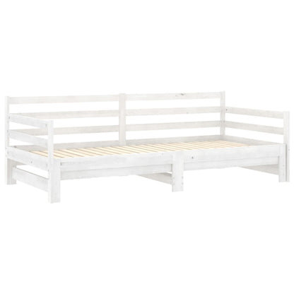 Slaapbank uitschuifbaar massief grenenhout wit 2x(90x200) cm